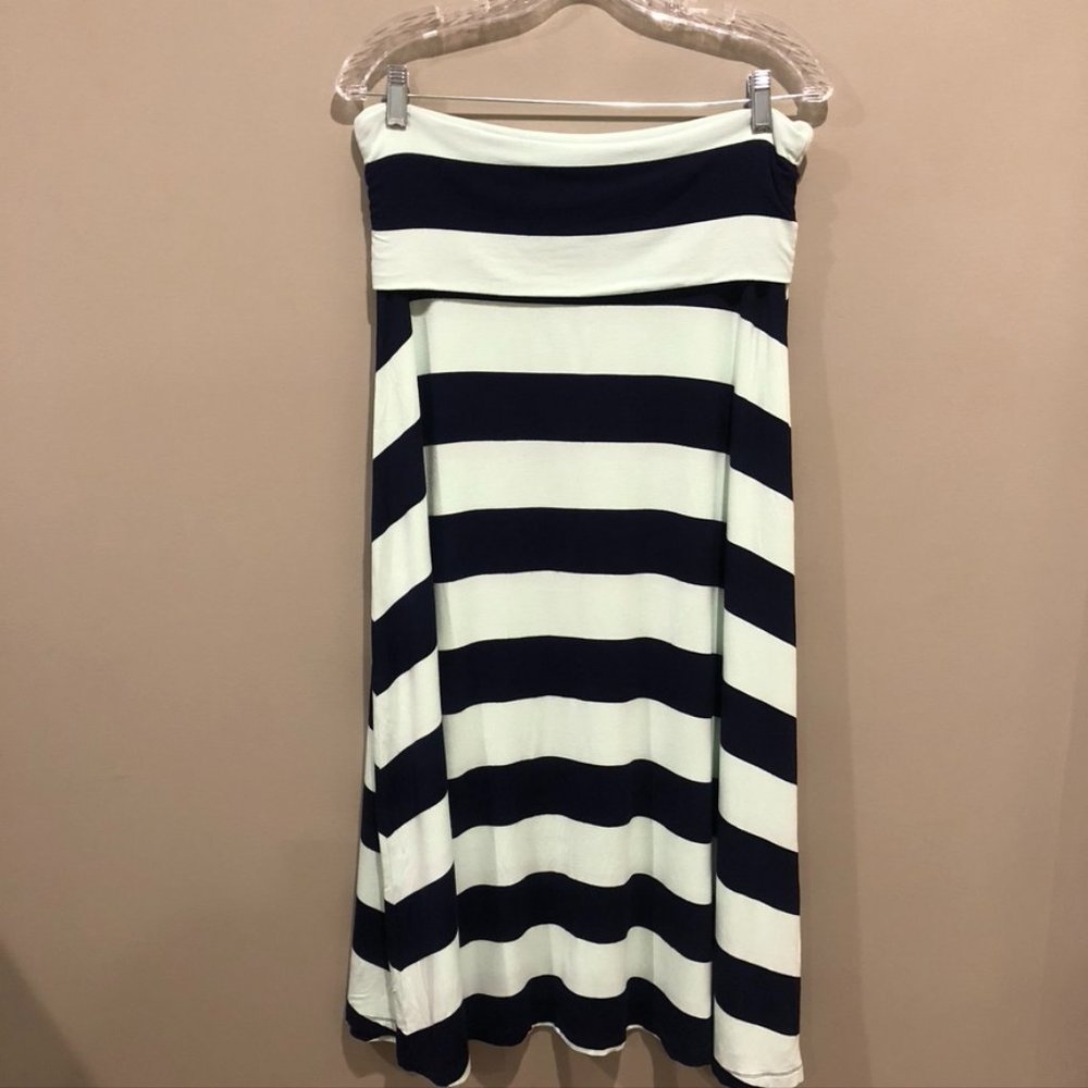 Gap Blue/Mint Green Stripe Long Skirt